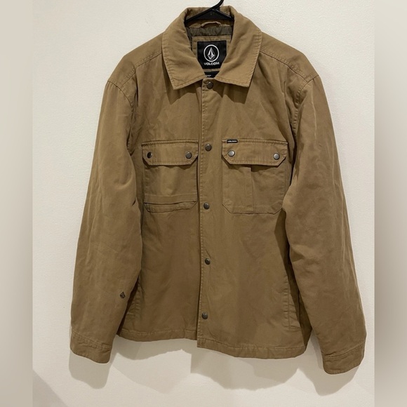 Volcom Jacket Mens Size L Brown Duck Canvas Barn Chore Coat Utility Work Wear - Picture 1 of 10